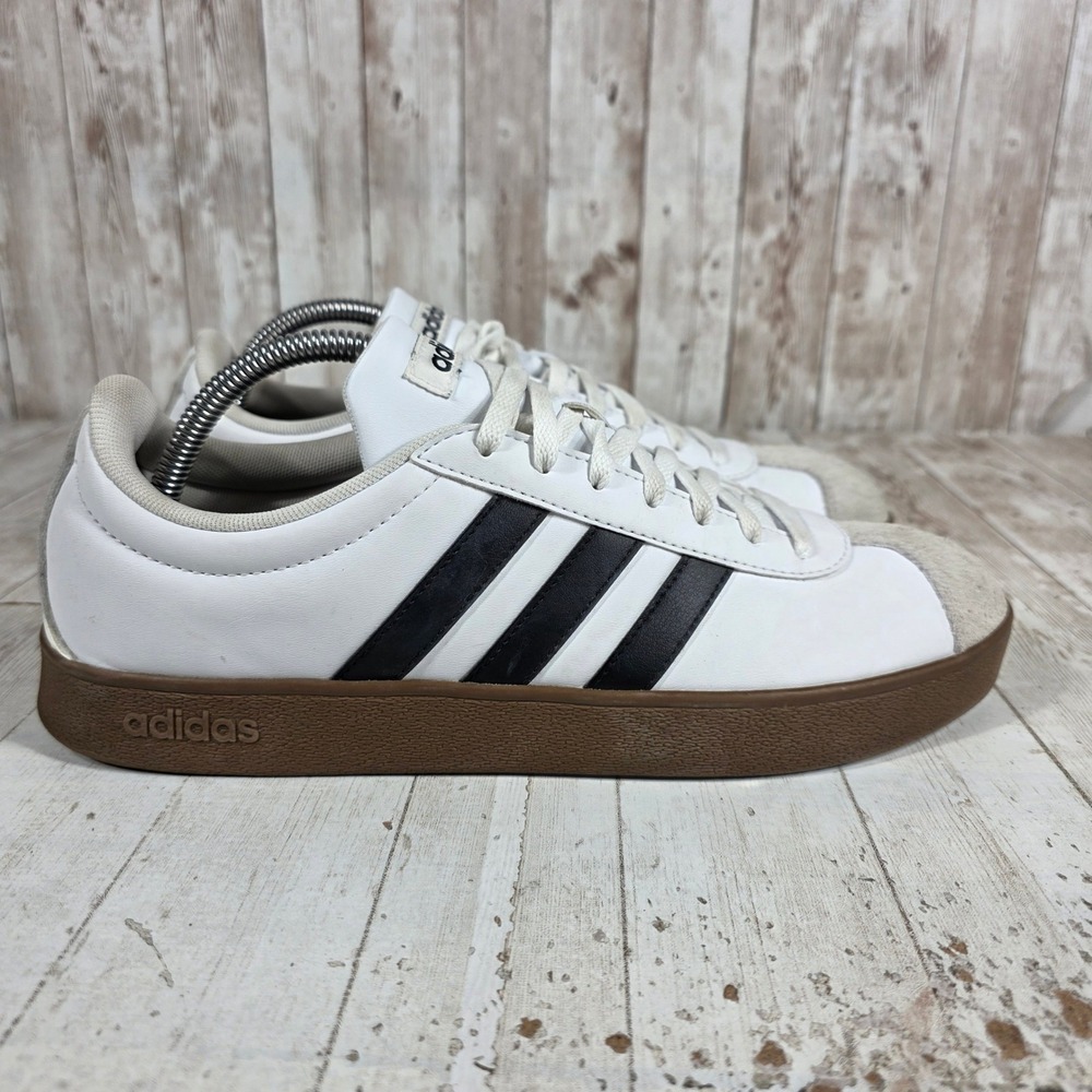 Adidas VL Court 3.0 Womens Shoes White Black Gum Leather Sneakers ID3714 Size 10